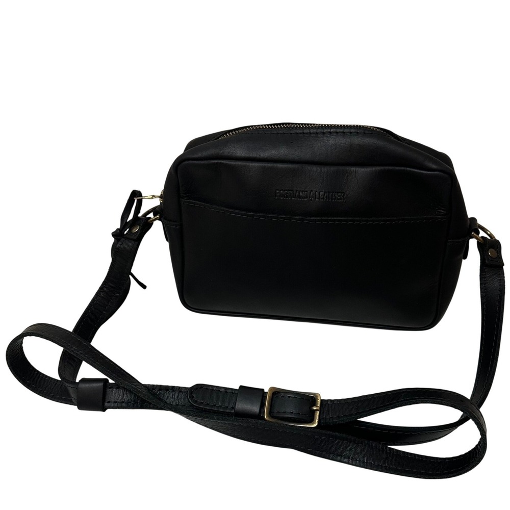 Portland Butter Soft Leather Goods Black Crossbody Camera Bag Made in Mexico